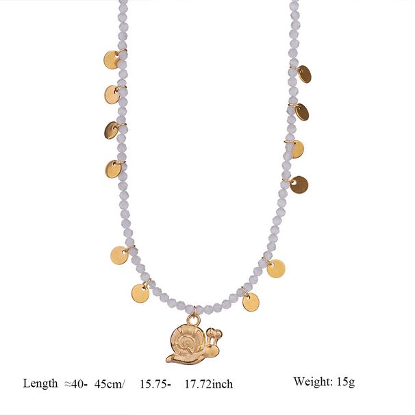 Fashion Personality Natural Stone Necklace With Stainless Steel Fish Pendant Exquisite Handmade Women's Necklace_ipsvogv.com