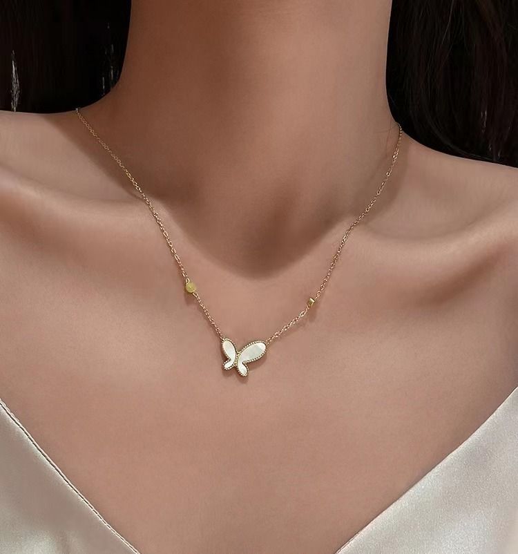 Light Luxury Butterfly Fritillaria Necklace For Women's Summer Exquisite Collar Chain Accessories 2023 New Fashion High_ipsvogv.com