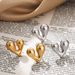 Fashion Glossy Retro Stainless Steel Heart Earrings Simple Temperament High End Creative Personality Earrings_ipsvogv.com