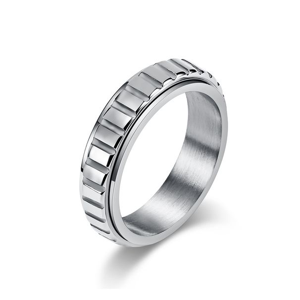 Jewelry gender neutral style rotatable lattice titanium steel ring ring cold niche male and female index finger accessories_ipsvogv.com