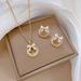 【 Titanium Steel 】 Micro Inlaid Necklace Earring Light Luxury Circular Bow Personalized Atmosphere Banquet Earrings And_ipsvogv.com