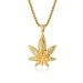 HIPHOP jewelry titanium steel plated K gold diamond maple leaf pendant necklace autumn and winter niche sweater chain_ipsvogv.com