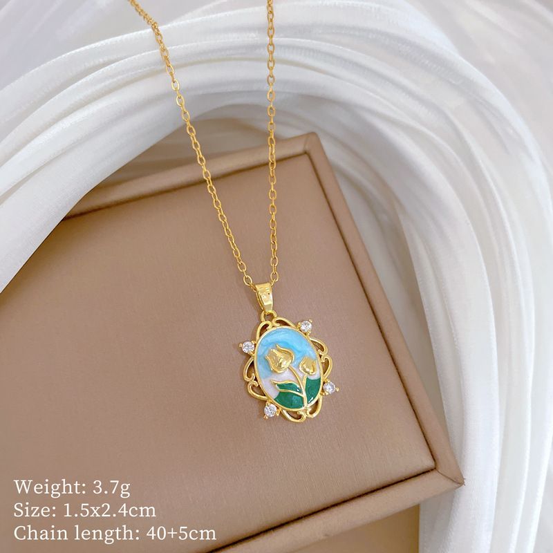 Monet 【 】 Garden Light Luxury Charm Gorgeous Full Diamond Necklace Women's Versatile Clavicle Titanium Steel Chain 【 】_ipsvogv.com