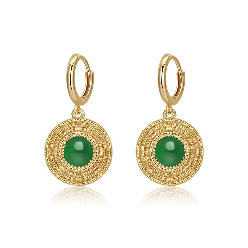 Women's Jewelry Retro Circle Straw Hat Earrings Light Luxury High End Design Sense Fashion Temperament Simple Versatile Earrings_ipsvogv.com
