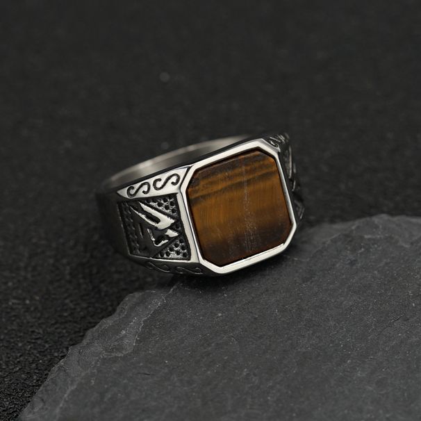 Nordic Hot-Selling Viking Titanium Steel Fashion Personality Bold Rune Inlaid Natural Zircon Ring_ipsvogv.com