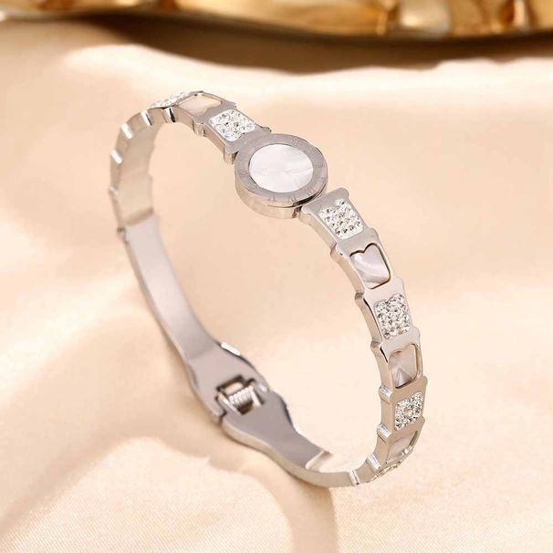 Geometric Circle Letter Titanium Steel Bracelet For Women, Simple, Fashionable, Versatile, Personalized, Trendy,_ipsvogv.com