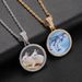 Chain Necklaces Hip hop trumpet round photo pendant micro-inset Zircon Trend hiphop photo frame men's necklace_ipsvogv.com