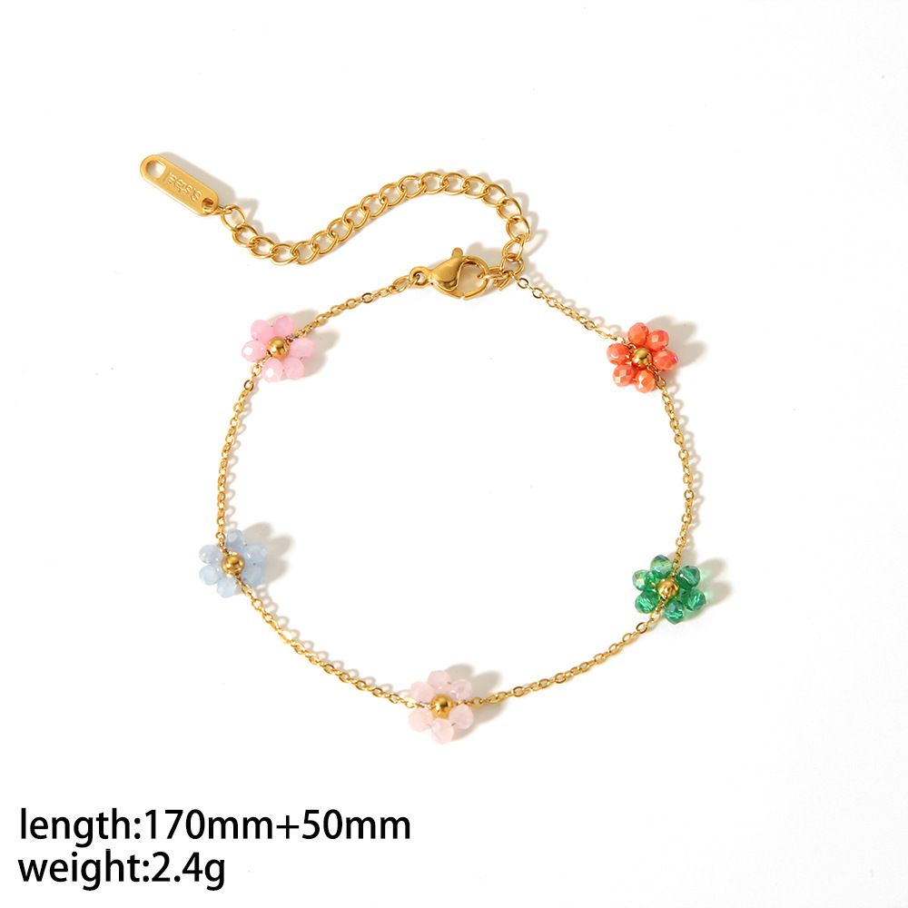 Women's Jewelry Cute All Match Flower Bracelet K Gold Stainless Steel Simple Design Fashion High End Jewelry_ipsvogv.com