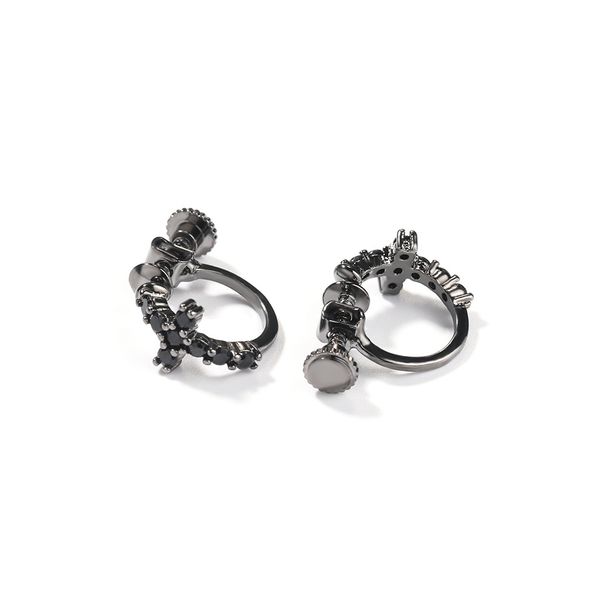Women's Jewelry Classic Hip Hop Simple Earrings Personality Black Spiral Buckle Cross Earrings 5A Zircon Ear Jewelry_ipsvogv.com