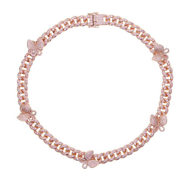 Women’s Jewelry Set Fashion Choker Necklaces Cuban Chain Full Of Diamond Butterfly One Piece_ipsvogv.com