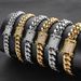 Unisex Trendy Stainless Steel Cuban Chain Hip Hop Bracelet Double Sided Diamond Buckle Round Grinding Encryption Titanium Steel Men's Bracelet_ipsvogv.com