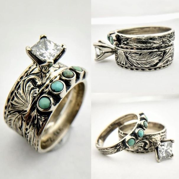 Sanjie Trading Tai Yin Women's Couple Ring Ethnic Style Fashion Carving Flower Jewelry_ipsvogv.com