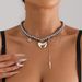 High Elegance Spray Painted Glass Bead Necklace Pentagram Love Pendant Tassel Clavicle Chain_ipsvogv.com