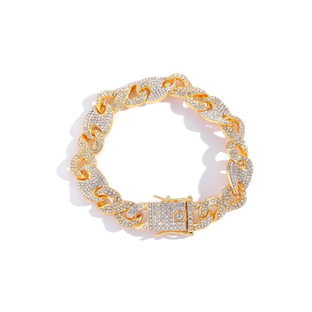 Hip-Hop New Style Figure-8 Infinite Cuban Full Diamond Pig Nose Trendy Men's Coffee Bean Bracelet_ipsvogv.com