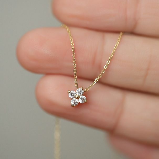 S925 Sterling Silver Necklace Female Lucky Clover Plated 14K Gold Super Flash Four Leaf Clover Advanced Pendant Necklace_ipsvogv.com