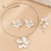 Women's Jewelry Set Fashion Curled Five Leaf Flower Stamen Snake Chain Set Necklace Small Fresh Copper Chain Alloy Clavicle Chain_ipsvogv.com