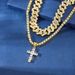 Diamond cross pendant alloy Cuban chain single row chain set accessories all match hip hop necklace_ipsvogv.com
