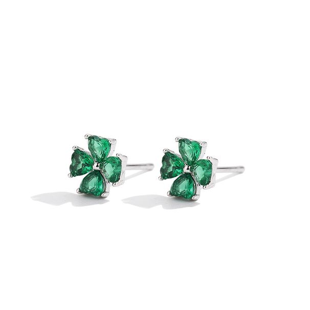 Silver Plated Heavy Duty Emerald Necklace For Women, Natural Colored Gemstone, Four Leaf Clover Earrings, Emerald Lucky Clover Open Ring_ipsvogv.com