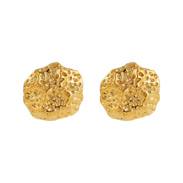 Women’s Jewelry Set Fashion Spherical Hammer Pattern Irregular Lava Irregular Concave And Convex Surface Copper Plated Teardrop Shaped Earrings_ipsvogv.com