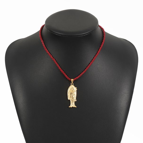 N12330 New Creative Design Small Fish Pendant Long Necklace Personalized Niche Polyester Rope Clavicle Chain_ipsvogv.com