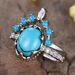 Sanjie Jewelry: High End Ethnic Style Turquoise Ring, Inlaid Fashion Pair Ring_ipsvogv.com