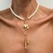Temperament Pearl Bead Love Fish Bone Pendant Fashionable Lock Shaped Key Collarbone Necklace_ipsvogv.com