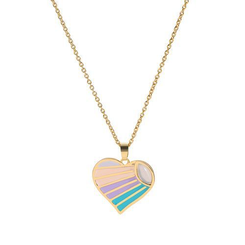 Simple New Love Pendant Necklace Fashion Creative Oil Drop Rainbow Color Peach Heart Clavicle Chain_ipsvogv.com