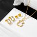 Hollow Stainless Steel Bear Earrings Simple Diamond Studded Bear Women's Stainless Steel Necklace_ipsvogv.com