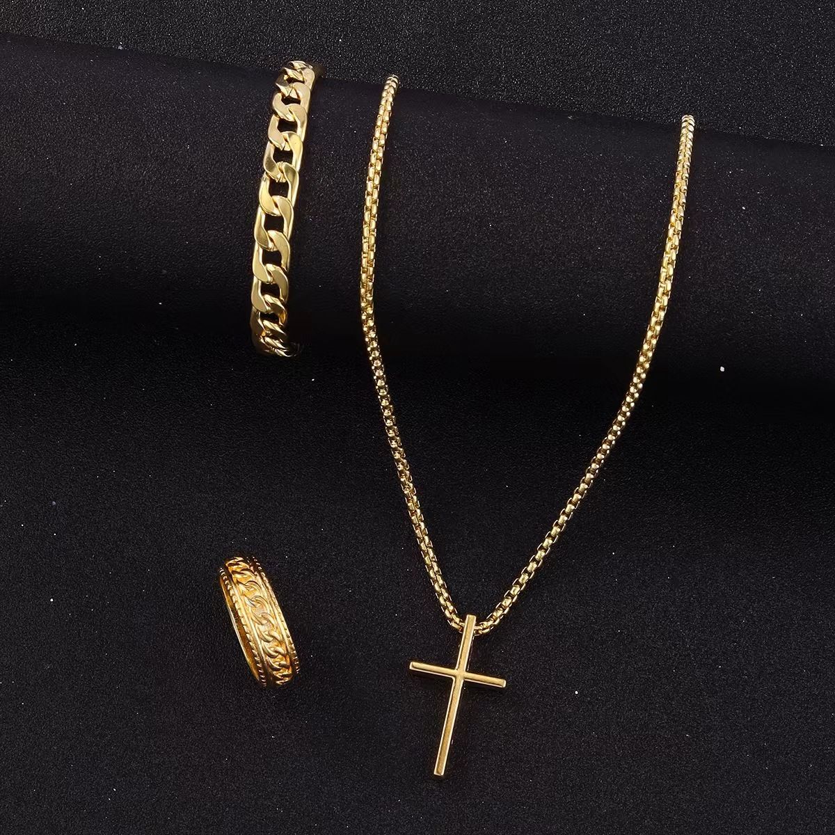 Jewelry Sets cross jewelry chain ring bracelet necklace 3 sets_ipsvogv.com