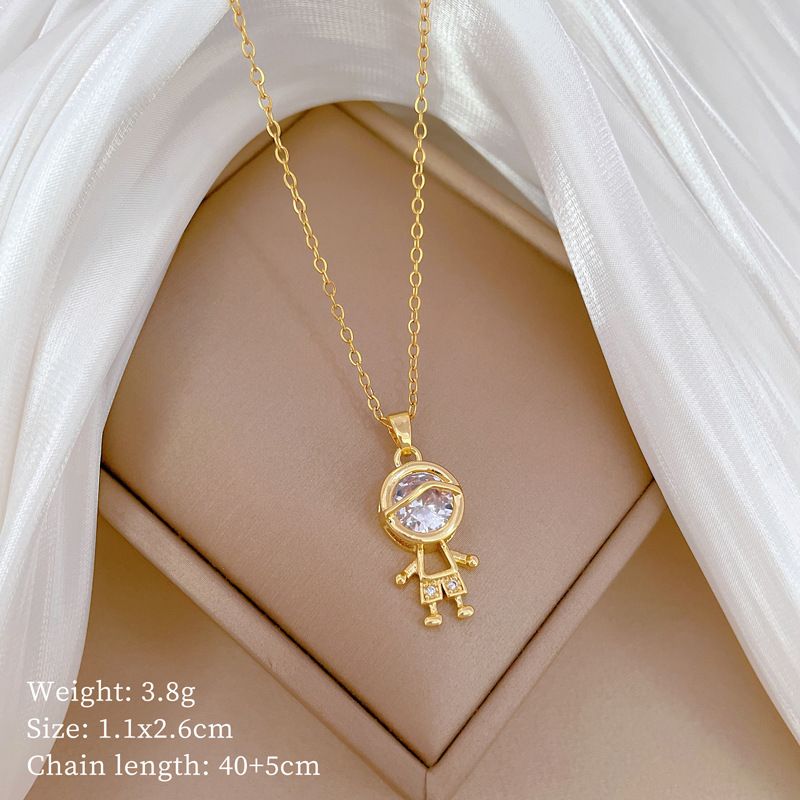 【 Titanium Steel 】 Zircon Figurine Light Luxury Temperament Gorgeous Full Diamond Necklace Women's Versatile Collarbone_ipsvogv.com