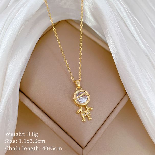 【 Titanium Steel 】 Zircon Figurine Light Luxury Temperament Gorgeous Full Diamond Necklace Women's Versatile Collarbone_ipsvogv.com