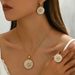 Simple geometric style jewelry set with inlaid pearl necklace and ring, niche design, versatile earrings for women_ipsvogv.com