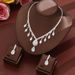 Women’s Jewelry Set Fashion Bridal Suits With Full Diamond Teardrop Shaped Diamond Necklace And Earrings Simple SuitsBridal Dress Accessories_ipsvogv.com