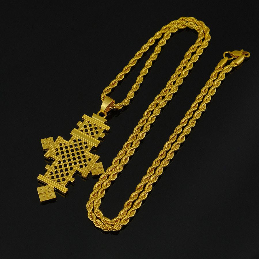 Ethiopian Cross Jewelry Pendant Gold Eritrean Traditional Wedding_ipsvogv.com
