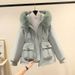 Women's Clothing Horn button parka women's autumn and winter new slim down cotton jacket fashionable plus velvet thick fur coat_ipsvogv.com