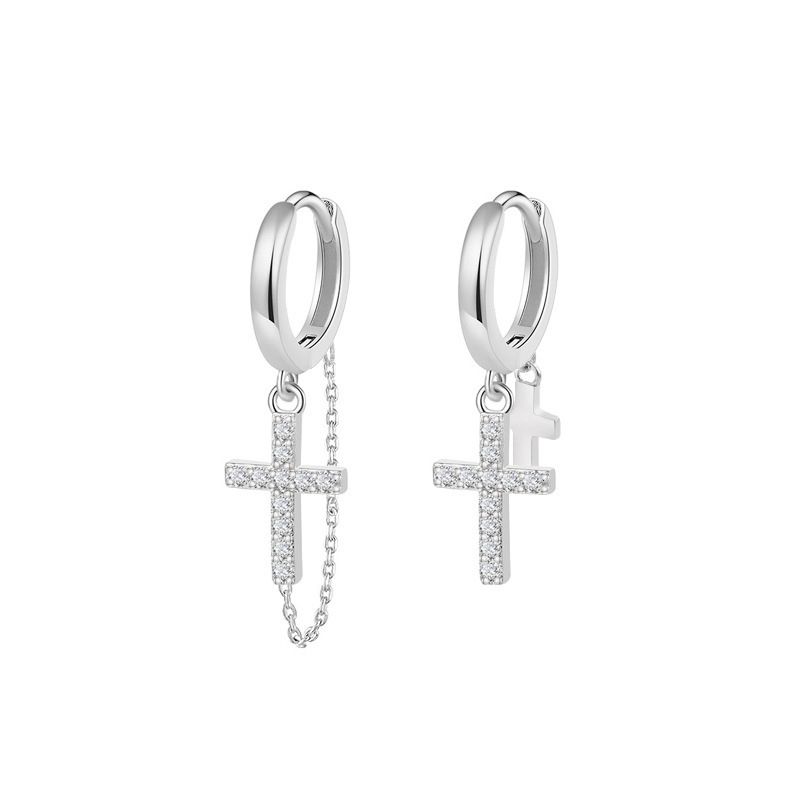 Hot Selling Popular Cross For Men In Hip-Hop, Cool Style, Asymmetrical Tassel Earrings, Trendy And Personalized Men's Single Earrings_ipsvogv.com