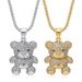 Hip Hop Jewelry Titanium Steel Gold-Plated Diamond-Studded Bear Pendant Necklace_ipsvogv.com