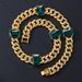 Men’s Jewelry Set Fashion Emerald New Hip Hop Necklace Fashion High Grade Alloy Rhinestone Cuban Chain_ipsvogv.com