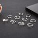 Bohemian Style Starfish Crescent Set Of 10 Pieces With Double Layered H English Letter Open Joint Ring_ipsvogv.com