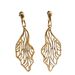 Brass Gold-Plated Light Luxury Metal Minimalist Hollow Leaf Niche Design Earrings For Women_ipsvogv.com