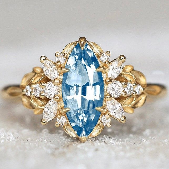 Korean Version Versatile And Simple Small Fragrant Style Ring Inlaid With Lake Blue Zircon Ring, New Accessory_ipsvogv.com