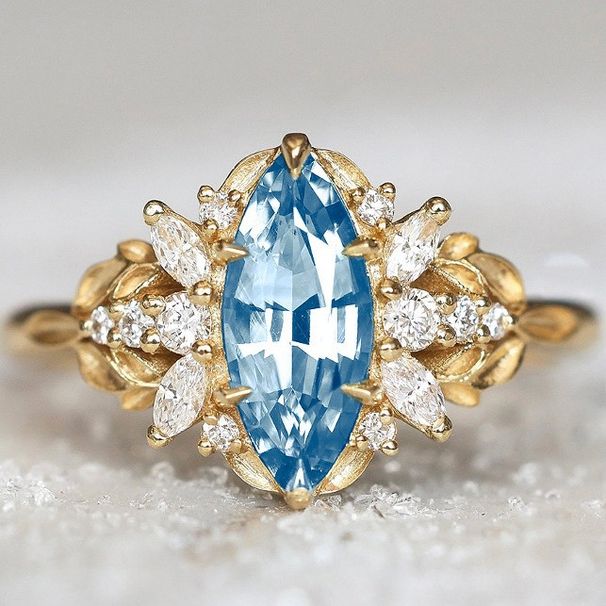 Korean Version Versatile And Simple Small Fragrant Style Ring Inlaid With Lake Blue Zircon Ring, New Accessory_ipsvogv.com
