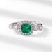 Fat square cultivated emerald ring S925 silver inlaid diamond colored gemstone open finger ring retro light luxury_ipsvogv.com