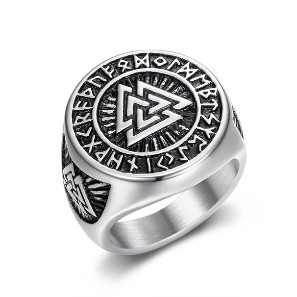 Men's Celtic Knot Viking Norse Triangle Symbol Valknut Ring_ipsvogv.com