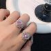 Internet Famous French Light Luxury Pink Diamond Heart-shaped Zircon Open Ring For Women, With A Sense Of Luxury,_ipsvogv.com