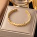 INS Fashion New Gold Plated Stainless Women's Jewelry Wheat Ear Shape Titanium Steel Open Bracelet_ipsvogv.com