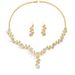 Minimalist Floral Fashion Necklace And Earrings Set Two-Piece Bride Jewelry Wedding Dress Accessories Multicolor_ipsvogv.com