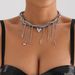 ins Sweet Cool Wind Love Crystal Fringed Cross Collarbone Chain Y2K Trend Multi-layer Necklace_ipsvogv.com