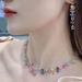 Rainbow Color Streamer Candy Necklace Female Lock Element Crystal Bone Chain_ipsvogv.com