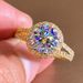 Cao Shi Live Broadcast Classic Micro Set Zircon Round Wrap Female Flash Diamond Heart Eight Arrow Wedding Ring_ipsvogv.com